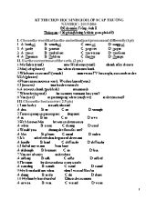 Đề và đáp án thi chọn học sinh giỏi cấp trường Tiếng anh lớp 8 - Năm học 2015-2016